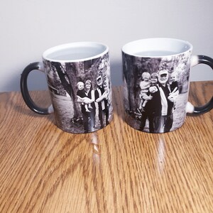 Heat Activated Photo Mug, Color Changing Mug, Magic Mug, Custom Text Personalized Microwave Safe Mug, Surprise Gift, Black and White Mug image 7