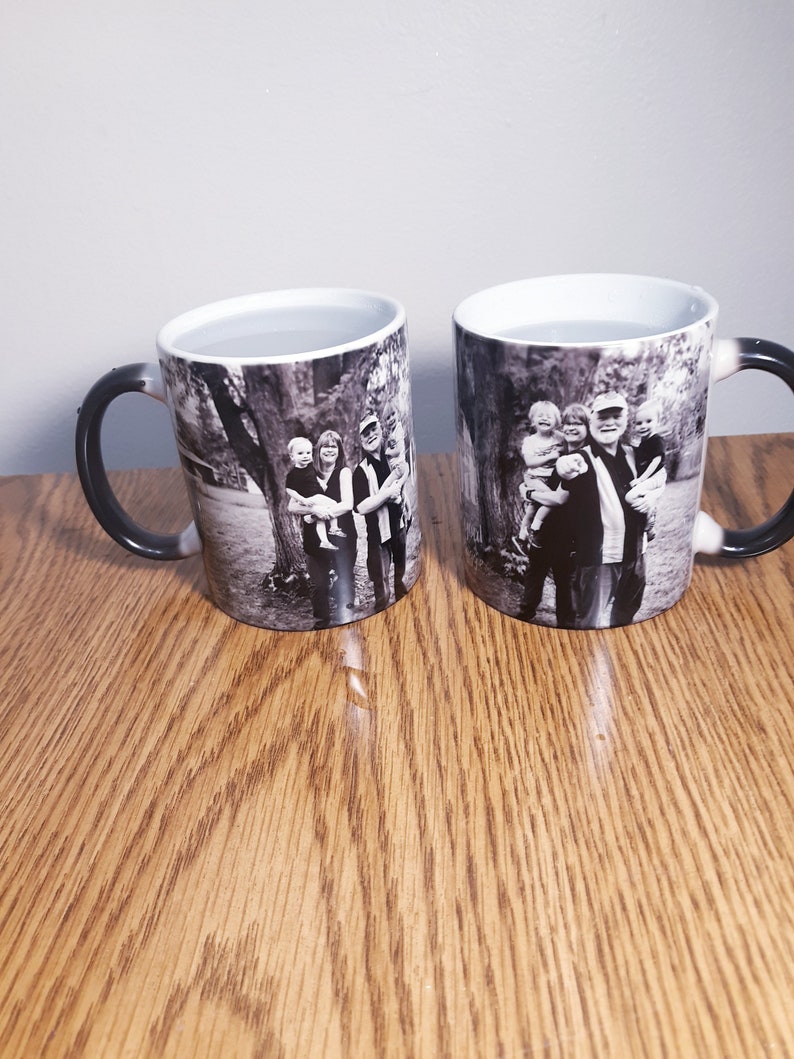 Heat Activated Photo Mug, Color Changing Mug, Magic Mug, Custom Text Personalized Microwave Safe Mug, Surprise Gift, Black and White Mug image 7