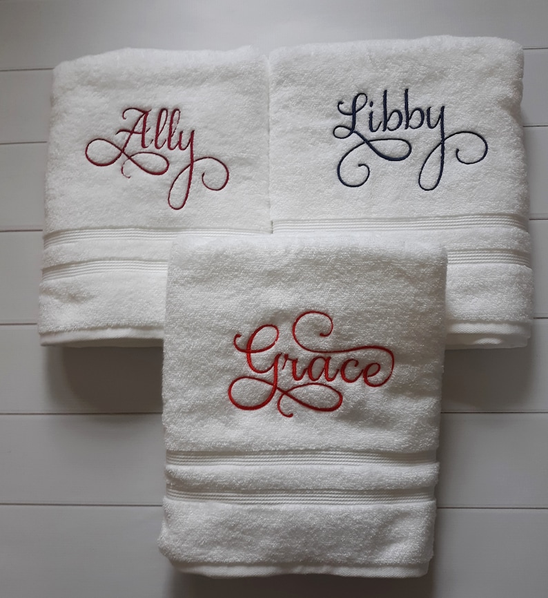 Personalized Bath Towel Monogram Embroidered Towel Custom Etsy