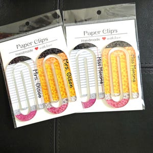 Personalized Jumbo Paper Clip, Teacher Appreciation Gift, Back to School Teacher Gift Idea, Customized Bookmark, Custom Name Paper Clip Set