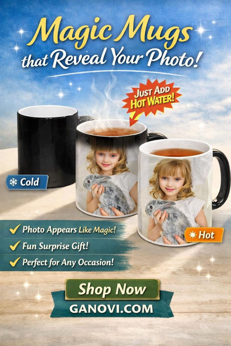 Heat Activated Photo Mug, Color Changing Mug, Magic Mug, Custom Text Personalized Microwave Safe Mug, Surprise Gift, Black and White Mug image 15