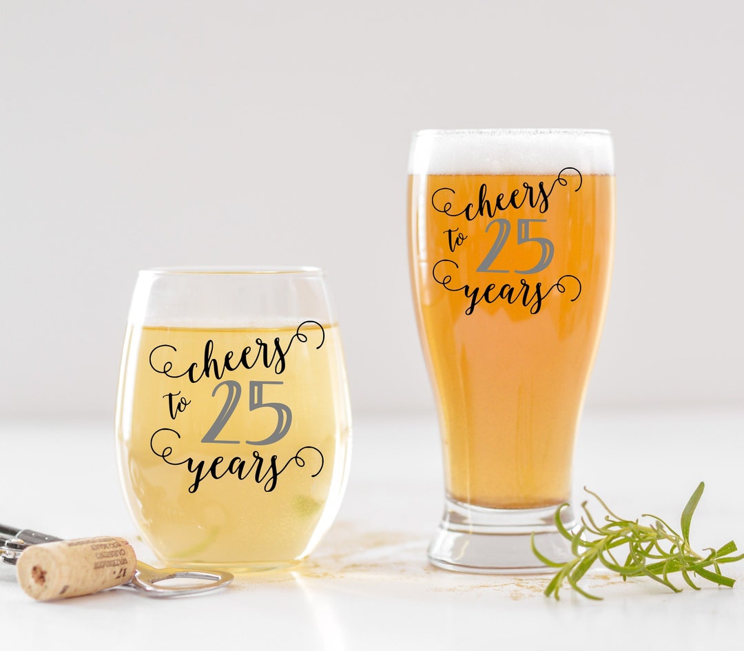 Wedding Anniversary Beer Mug and Wine Glass Set Personalized Birthday