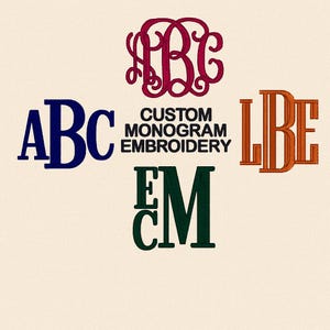 Digital Download Custom Embroidery Monogram Initials in any of these font