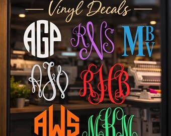 Custom Monogram Vinyl Decal | Personalized Initial Sticker for Car Window, Laptop, Tumbler, Cup for Customized Gift| Waterproof Name Decal