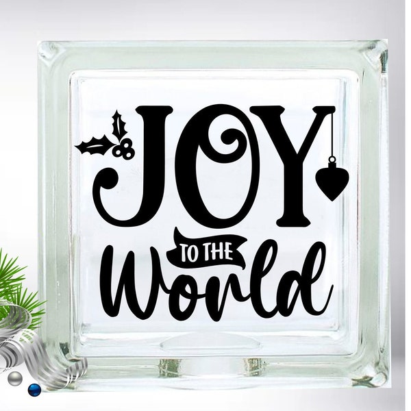 Joy to the World Christmas Home Décor Lighted Glass Block Vinyl Adhesive Sticker - DECAL ONLY