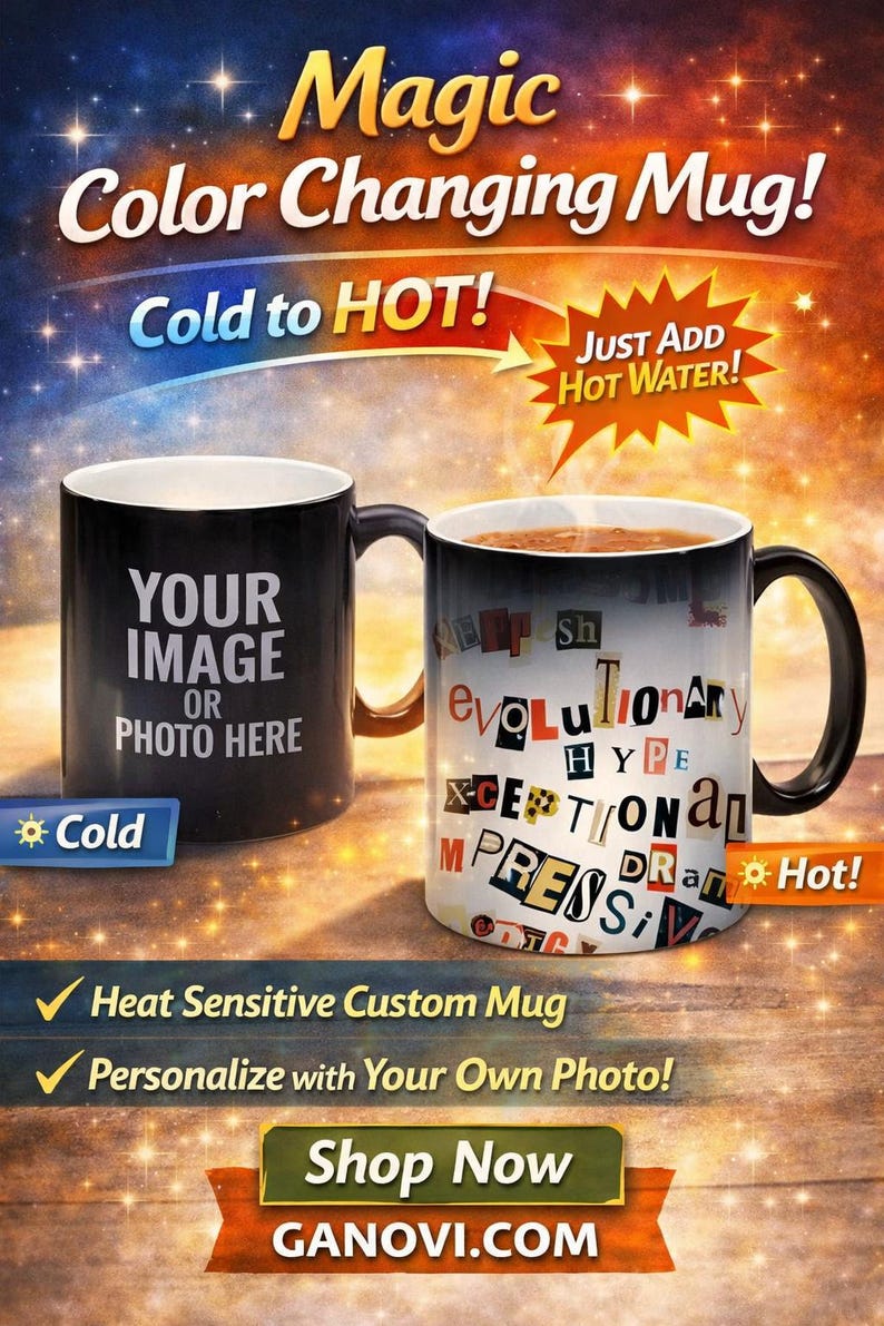 Heat Activated Photo Mug, Color Changing Mug, Magic Mug, Custom Text Personalized Microwave Safe Mug, Surprise Gift, Black and White Mug image 13