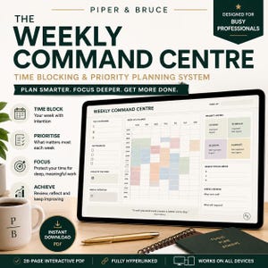 Weekly Command Centre Planner | Time Blocking, Priority System (PDF Download)