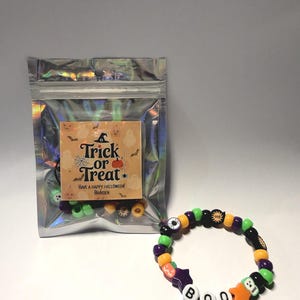 DIY Halloween Bracelet Kit for Kids | Personalized Trick or Treat Favor (Beads, String)