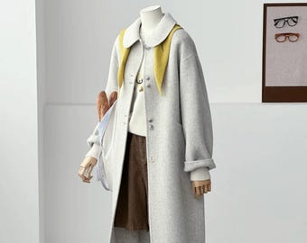 Hand-sewn Double-faced 100% Pure Wool Coat | Winter Gift| Peter Pan Collar | Double-faced Natural Fabric Coat | VENN