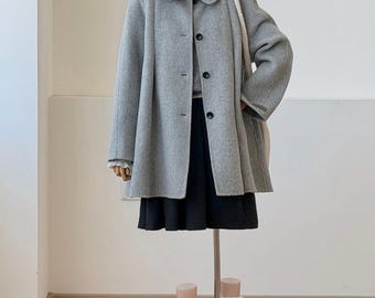 100%  Wool Cape Coat, Women's A-Line Wool Jacket, Peter Pan Collar Coat, Soft Cozy Winter Outerwear