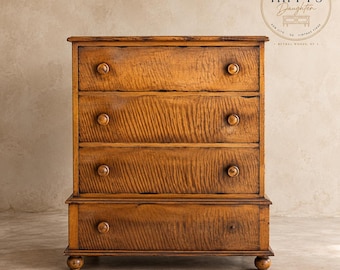 Tiger Maple Chest | Antique 19th C. | Hand-Cut Dovetails