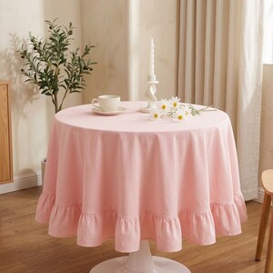 Cotton Tablecloth, Ruffle Tablecloth, Ruffled Table Cover, Rectangular Tablecloth, Farmhouse Tablecloth, Cotton Dining Table Cover