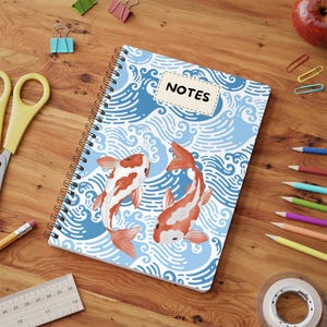 Koi Fish Waves Notebook | A5 Spiral Journal, Notes