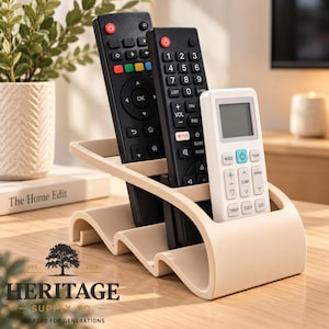 Remote Control Holder | TV Remote Organizer | 3 Slot Remote Stand | Living Room Organization | Desk & Home Organizer | Gift for Home