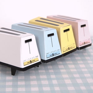 60&#39;s Toaster Large, Printable DIY Retro Wedding Gift, Toaster Gift Box Templates 70s Toaster, Pastel DiIY Wedding Favors, Yellow Toaster