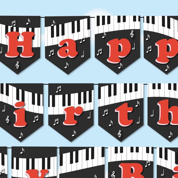 Piano birthday decoration, piano gift music classroom decorations, instant download, music teacher printable music birthday decor