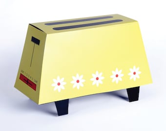 Yellow Retro Toaster Box, Unique Wedding Gift Box, Printable