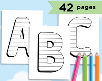 Alphabet coloring pages printable for preschool and kindergarten ABC letter worksheets homeschool learning activity for kids