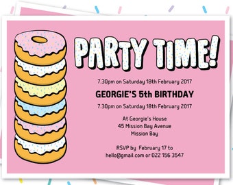 Donut Invitation, Doughnut Party Editable Invitation, Donut Birthday Party Decor, 13th Birthday, 5th Birthday, Homer Simpson Donut Birthday