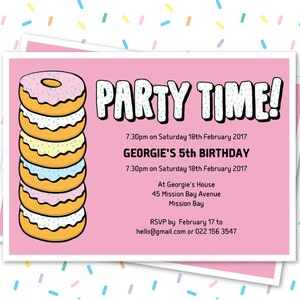 Donut Invitation, Doughnut Party Editable Invitation, Donut Birthday Party Decor, 13th Birthday, 5th Birthday, Homer Simpson Donut Birthday image 1