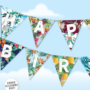 Hawaiianische Geburtstagsbanner Vorlage, DIY druckbare, aktuelle Luau Geburtstagsbanner, Moana Geburtstagsbanner, benutzerdefinierte personalisierte Banner druckbare