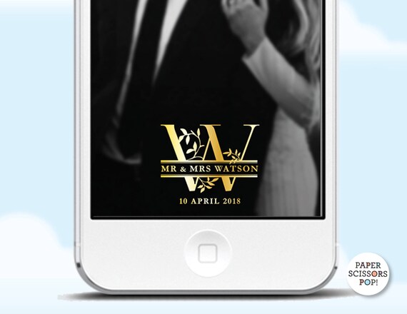Wedding Filter, Personalized Monogram Geofilter Elegant Snapchat Filter, Mr and Mrs Geofilter, Custom Wedding Geofilter, Gold Geofilter Il_570xn