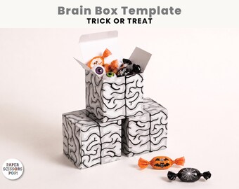 Printable Brain Favor Box, Halloween Walking Dead Party (instant