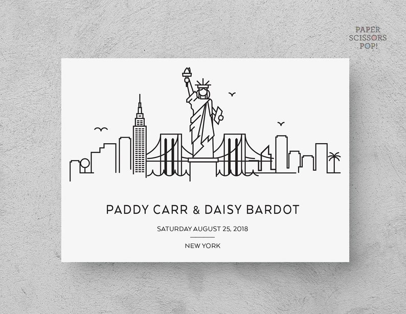 Minimalist New York City Skyline Save the Date (Digital File) image 2