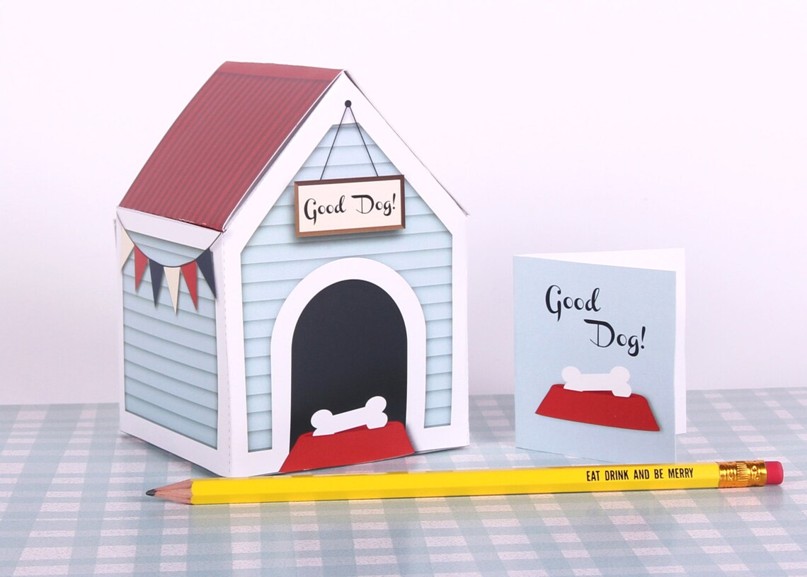 Puppy Party Favor Printable Gift Box Template Dog House Gift Etsy Canada