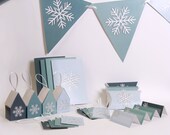 FROZEN Snowflake Christmas Printable set, Frozen,  decorations, bunting and gift tags - Custom colours - DIY Chirstmas Decor
