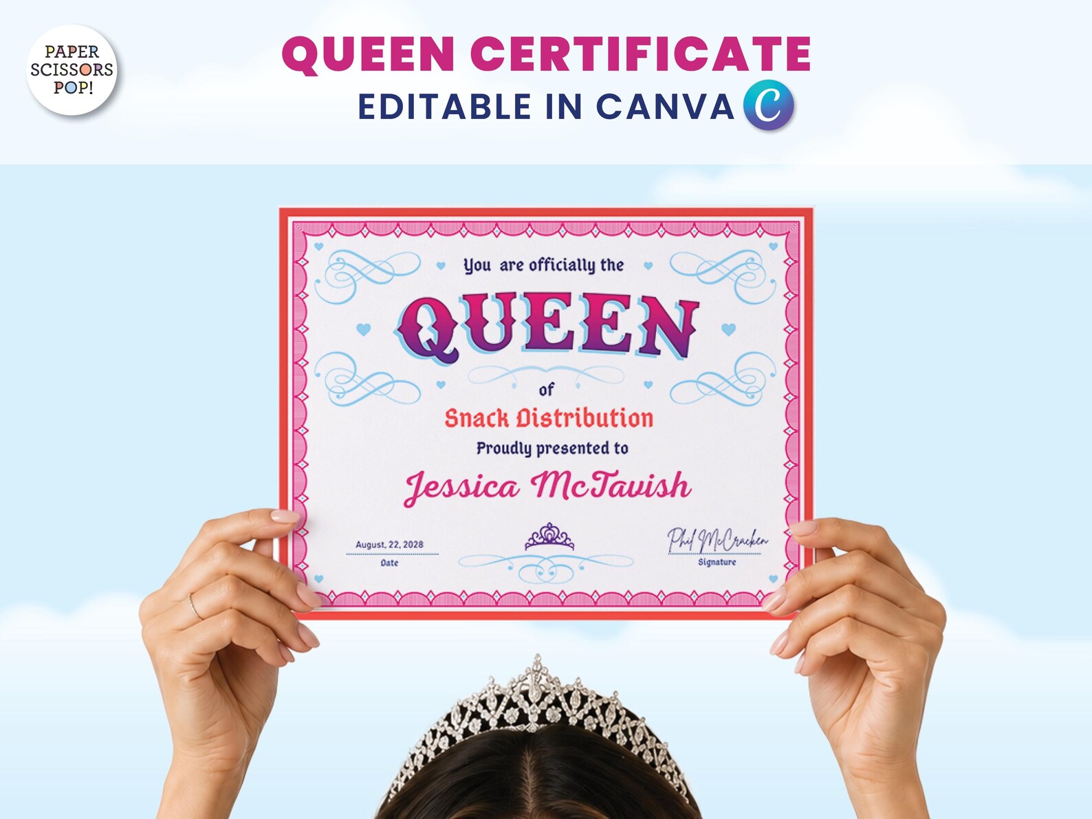Editable the Queen Certificate, Printable Custom Award Certificate, Fun ...