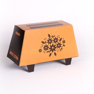 Orange retro toaster box, printable templates. unique quirky wedding gift box. Vintage toaster PDF template, instant download favors