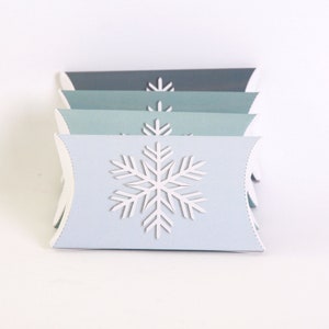 Pastel Blue Snowflake Pillow Boxes, Snowflake Christmas, Winter Wedding Decor, Frozen Pillow Boxes, Printable Snowflake Wedding Favor Box image 2