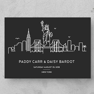 New York Save the Date, New York Post Card, Minimalistische Save the Date, New York Huwelijksaankondiging, New York City Skyline Uitnodigen