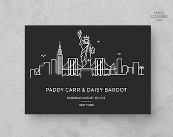 Minimalist New York City Skyline Save the Date (Digital File)