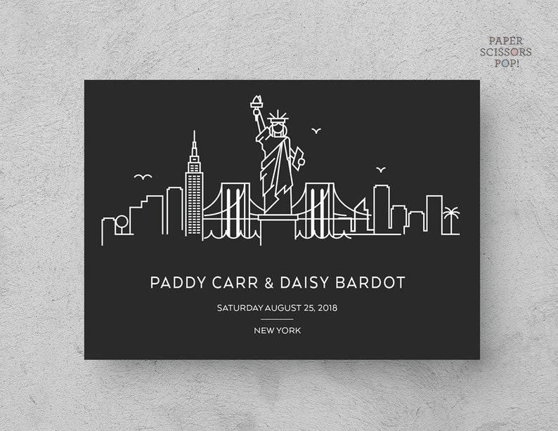 Minimalist New York City Skyline Save the Date (Digital File) image 1