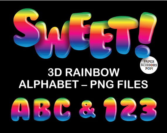 Rainbow digital alphabet clipart, colorful font numbers and symbols, rainbow sublimation alphabet Il_570xn