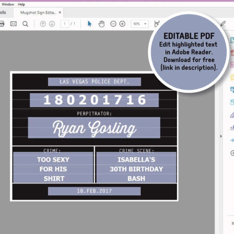 Free Editable Printable Mugshot Sign