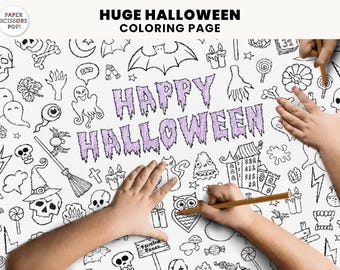 Riesengroßes Halloween Ausmalbild zum Ausmalen und Ausmalen für Kinder und Erwachsene