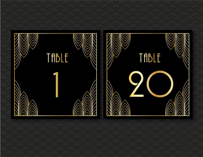 Great Gatsby Table Numbers Diy Gatsby Wedding Decor Black Etsy