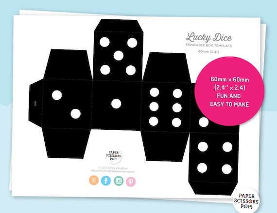 lucky dice favor box printable instant download las vegas etsy