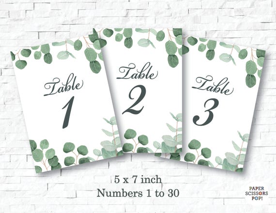 eucalyptus table numbers botanical wedding table numbers 5 x 7 printable green wedding decor eucalyptus leaves decor table numbers by paper scissors pop catch my party