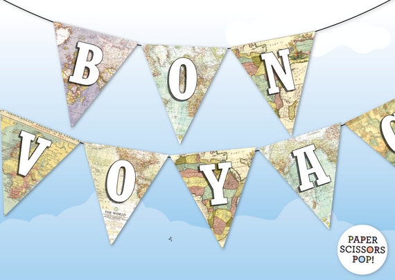 Bon Voyage Banner Farewell bunting Retirement banner leaving party decoration.