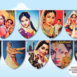 Bollywood Party Decor, Vintage Bollywood Banner, Diwali party garland, Bollywood Photo Prop, Bollywood Bachelorette Diwali Celebration
