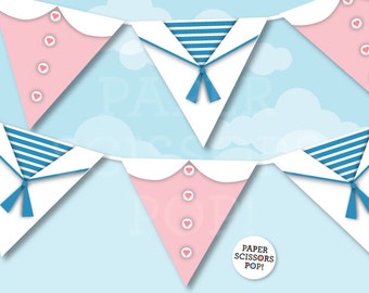 Baby Shower Banner, Welcome Twins, Gender Reveal Decor, Twin Baby Decor, Twins Reveal, Ahoy its a Boy, Twins Nursery Decor Twin Boy and Girl