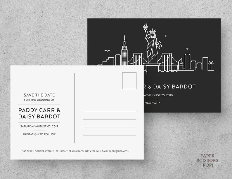 Minimalist New York City Skyline Save the Date (Digital File) image 3