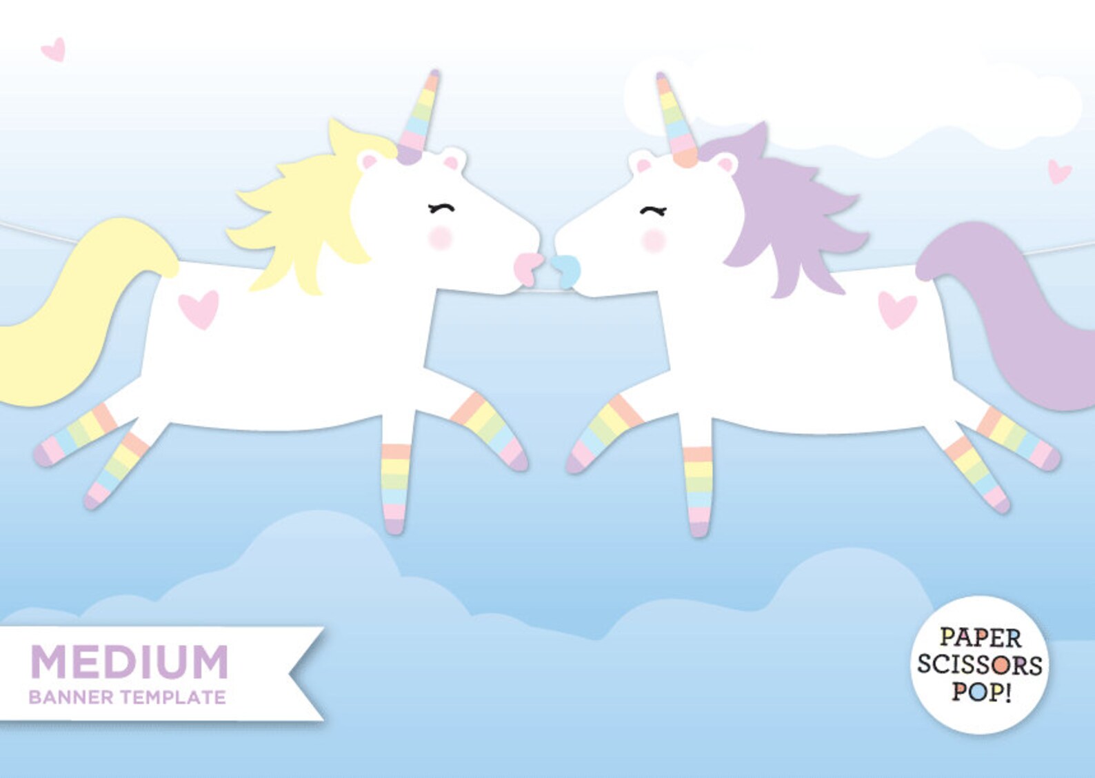 Kissing Unicorns Printable Bunting Banner Valentines Etsy