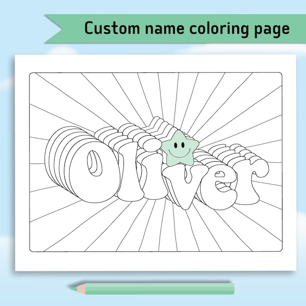 Custom Coloring Sheets Kids Name - Etsy