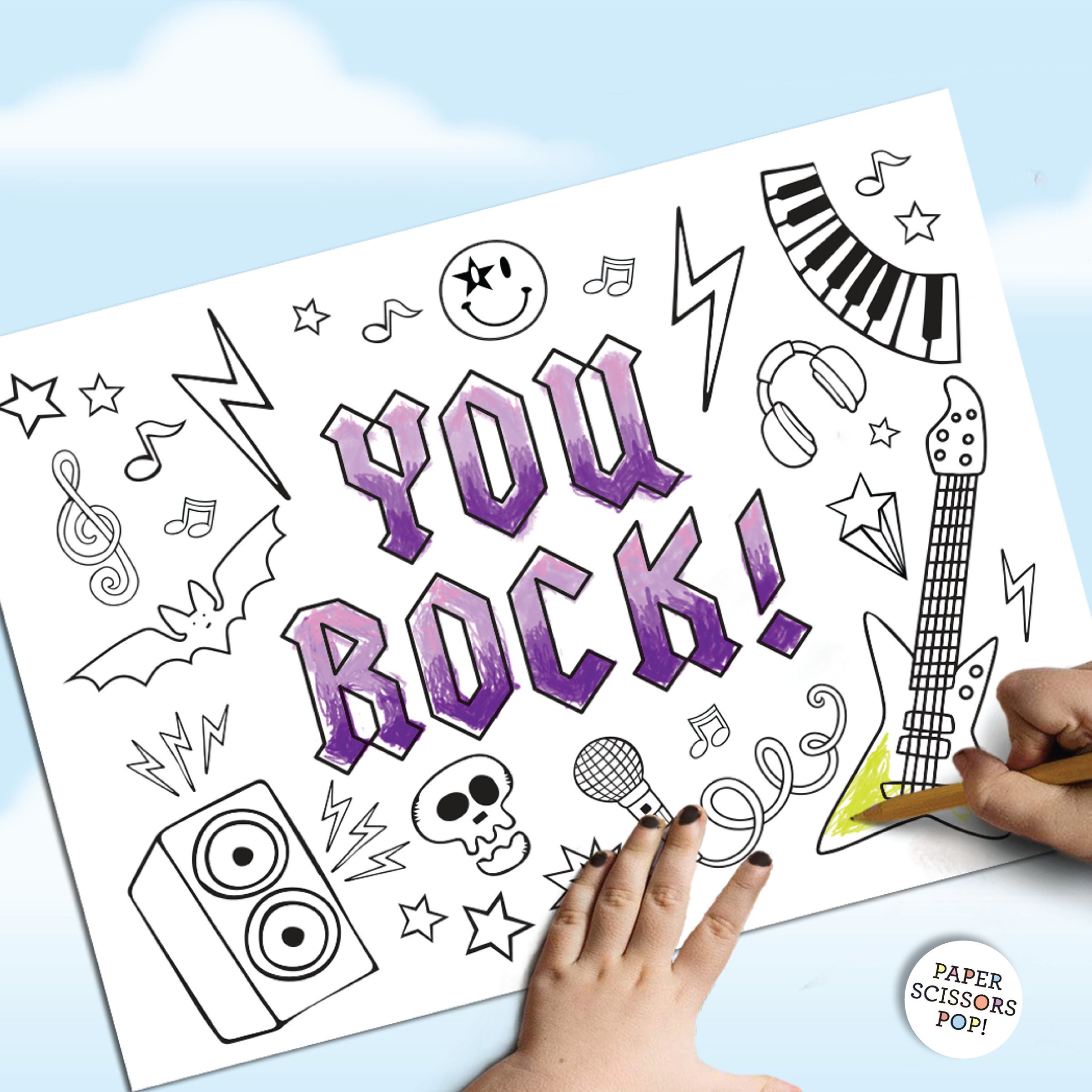 You Rock Music Coloring Pages for Kids and Adults Music Etsy UK