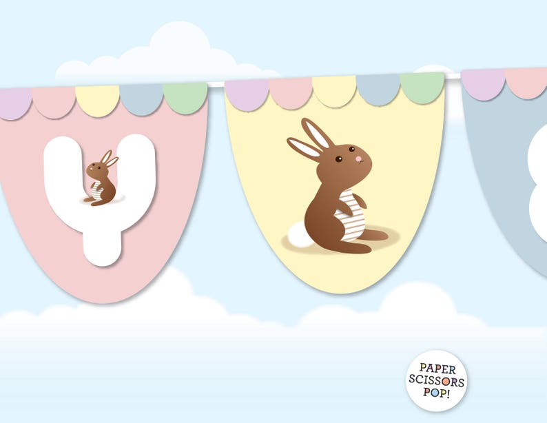 Happy Easter Banner, Easter Bunny, Easter Bunting, Easter Decorations, Easter Bunny Banner, Easter photo prop, Easter Egg Instant Download image 2